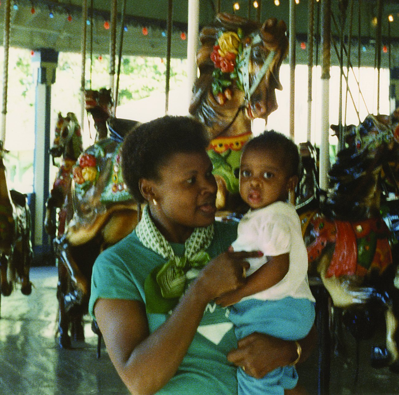 Lee Patterson and her mom at the carousel