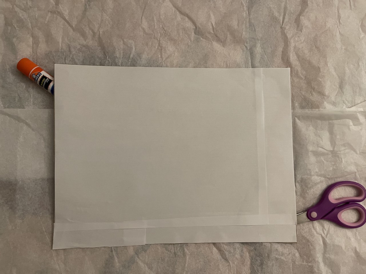 Piece of Cardboard, White paper, Glue stick and Scissors