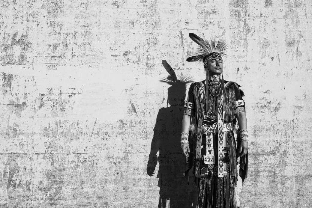 Black and white photo of a Two-Spirit person
