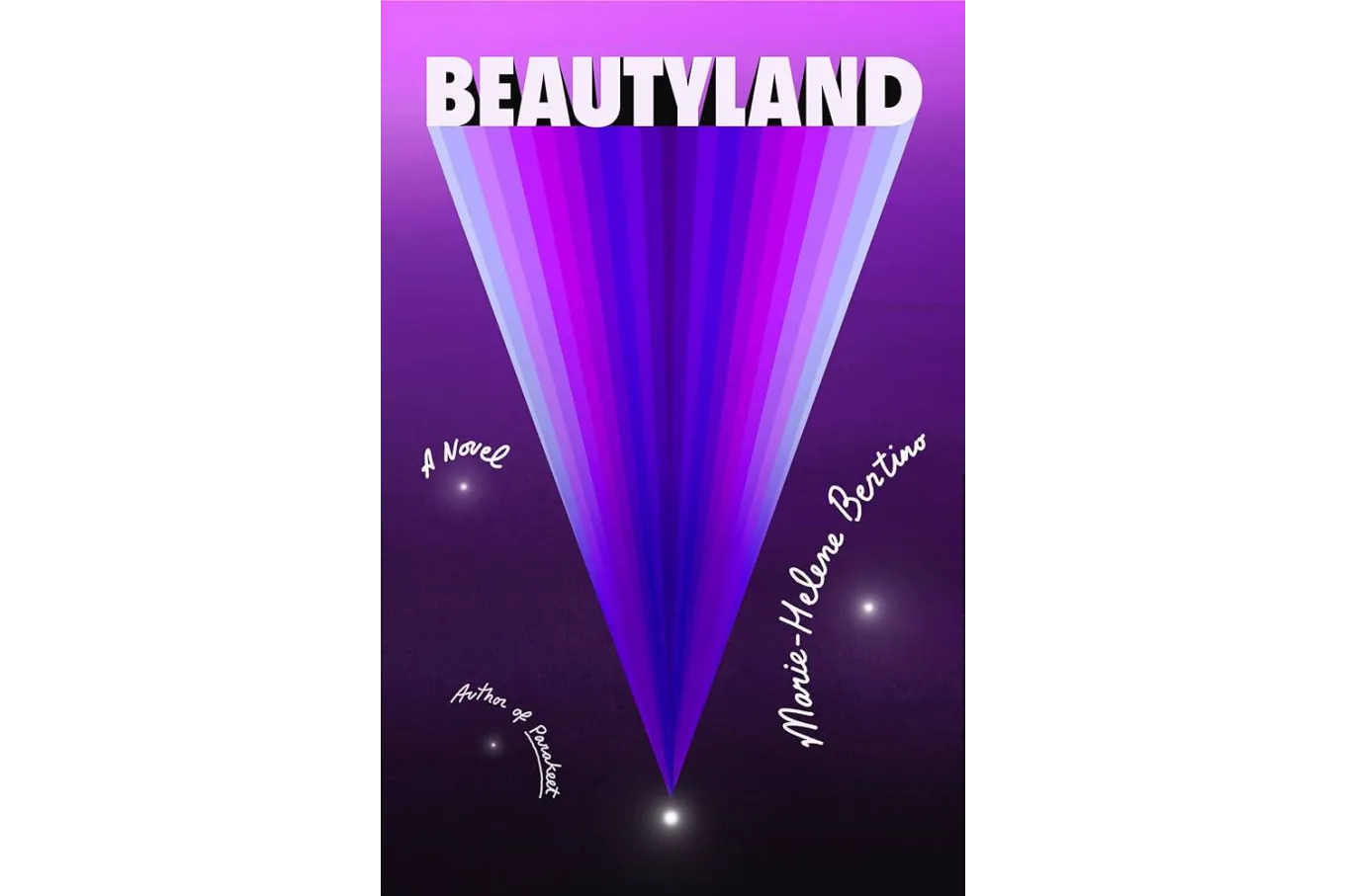 A gradient of purple lines shoot out into the foreground from a single glowing white dot, at the very top of that vortex of color sits the title in blocky white letters.